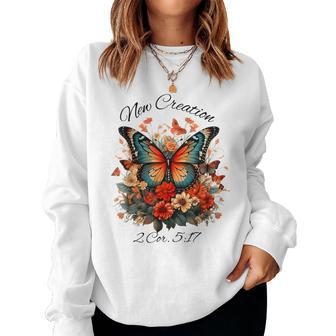 Vintage Butterfly Christian Bible Verse New Creation Women Sweatshirt - Monsterry AU