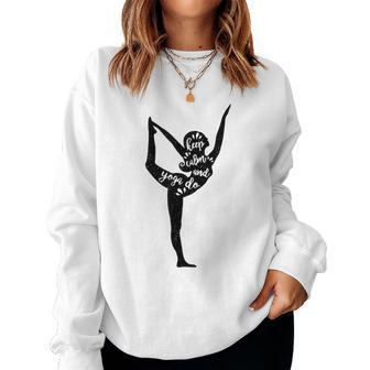 Vintage Keep Calm And Do Yoga Woman Silhoutte Women Sweatshirt - Monsterry