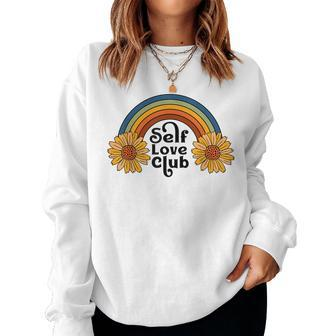 Vintage Retro Self Love Club Sunflower Rainbow Mental Health Women Sweatshirt - Monsterry CA