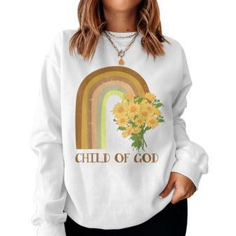 Vintage Sunflower Rainbow Child Of God Christian Religious Women Sweatshirt - Monsterry DE