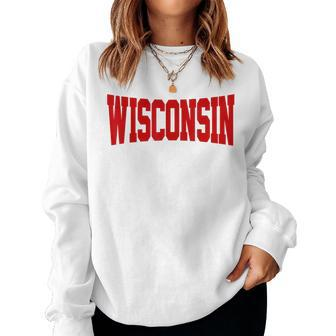 Vintage Wisconsin Wisconsin Red Retro Women Sweatshirt - Seseable