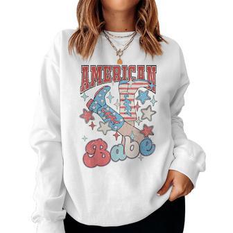 Western Cowgirl Boots Retro American Girls Babe 4Th Of July Women Sweatshirt - Monsterry CA