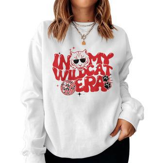 In My Wildcat Era Go Wildcats Groovy School Spirit Mascot Women Sweatshirt - Monsterry