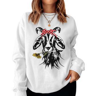 Women's Goats Bandana Farm Animal Lover Goat Graphics Women Sweatshirt - Monsterry