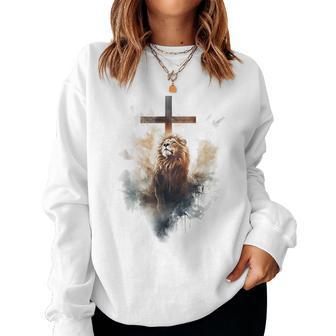 Yeshua Lion Of Judah Christian Faith Women Sweatshirt - Monsterry