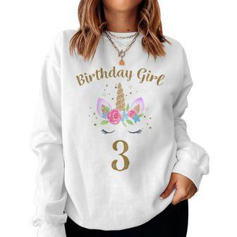 Youth 3Rd Birthday Girl Unicorn Third Birthday Outfit Women Sweatshirt - Thegiftio UK