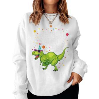 Youth 4 Year Old Birthday Boy Girl Dinosaur T Rex Family Matching Women Sweatshirt - Thegiftio UK
