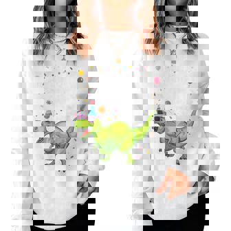 Youth 4 Year Old Birthday Boy Girl Dinosaur T Rex Family Matching Women Sweatshirt - Thegiftio