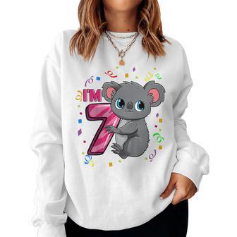 Youth 7Th Birthday For Girls Koala Bear 7 Years Old Women Sweatshirt - Thegiftio UK