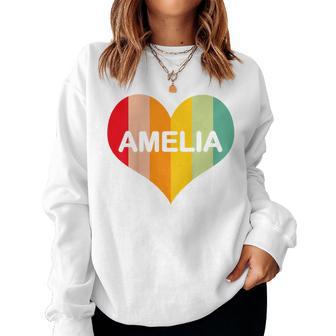 Youth Girls Amelia Retro Vintage Heart Name Women Sweatshirt - Monsterry DE