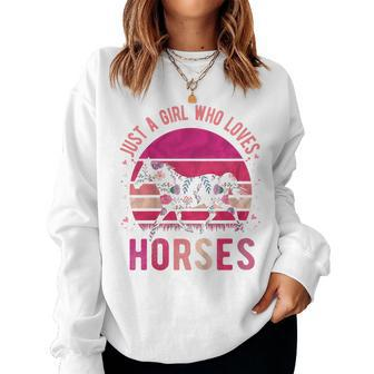 Youth Just A Girl Who Loves Horses Vintage Retro Women Sweatshirt - Monsterry CA