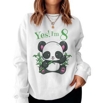 Youth Panda 8Th Birthday T Girls Birthday Outfit Age 8 Women Sweatshirt - Seseable
