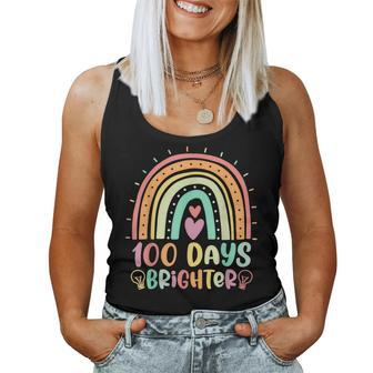 100 Days Brighter Rainbow Happy 100Th Day Of School Teacher Women Tank Top | Mazezy