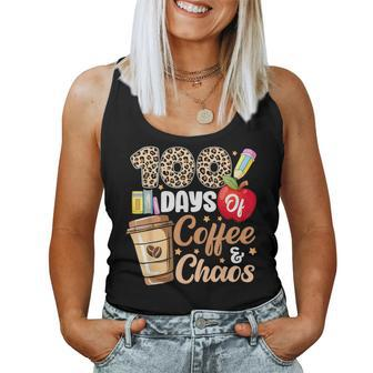 100 Days Of Coffee & Chaos 100Th Day School Teacher Women Tank Top - Monsterry