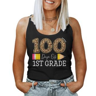 100 Days Of First Grade Leopard Happy 100Th Day Of School Women Tank Top | Mazezy