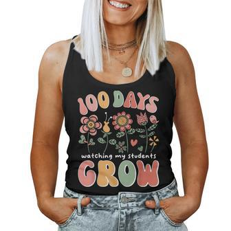 100 Days Growing Boho Flowers Teacher 100Th Day Of School Women Tank Top | Mazezy
