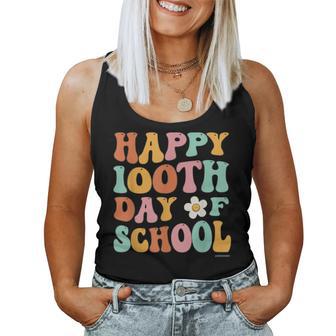 100 Days Of School For Teacher Student Retro Vintage Groovy Women Tank Top - Monsterry UK