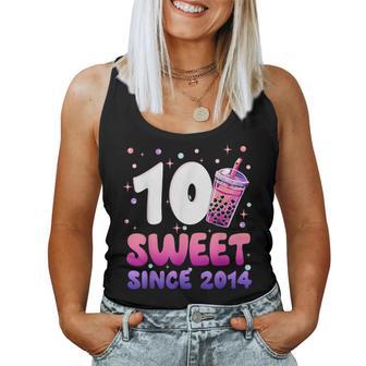 10Th Birthday 10 Yrs Old Girl Bubble Boba Tea Anime Women Tank Top - Monsterry