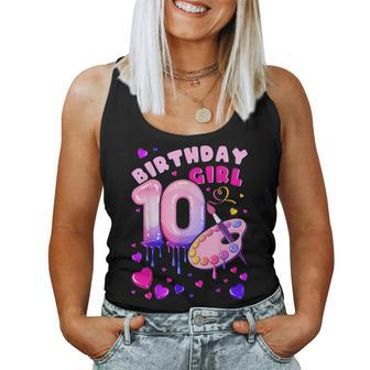 10Th Birthday Girl 10 Years Painting Art Number 10 Women Tank Top - Monsterry