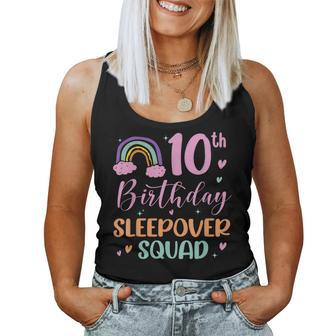 10Th Birthday Rainbow Sleepover Squad Pajamas Slumber Girls Women Tank Top - Thegiftio UK