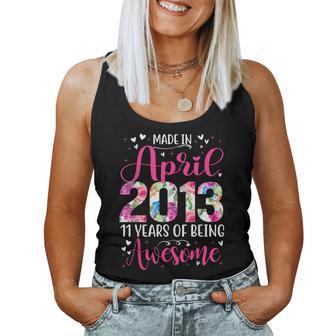 11Th Birthday Floral For Girls Born In April 2013 Women Tank Top - Thegiftio UK