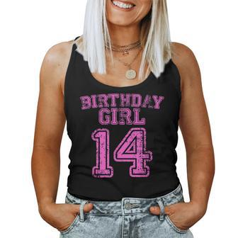 14Th Birthday Sports Jersey T 14 Year Old Girl Pink Women Tank Top - Monsterry AU