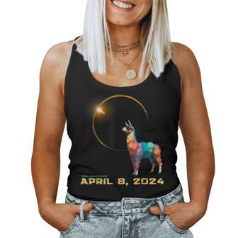 2024 Solar Eclipse Llama Wearing Solar Eclipse Glasses Women Tank Top | Mazezy