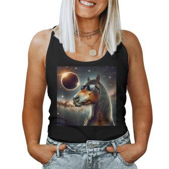 2024 Solar Eclipse Horse Wearing Glasses Totality Women Tank Top | Mazezy