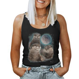 3 Otter Moon Howling Otter Head For Kid Women Tank Top - Monsterry AU