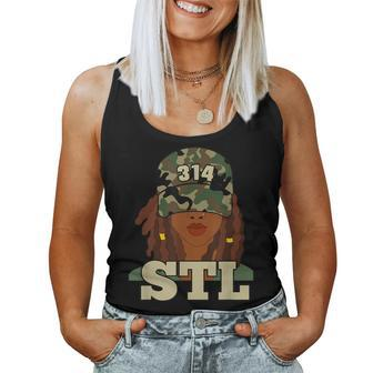 314 Stl St Louis Black Woman Locs Camo Women Tank Top | Mazezy