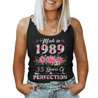 35 Year Old Made In 1989 Floral 35Th Birthday Women Women Tank Top - Monsterry CA