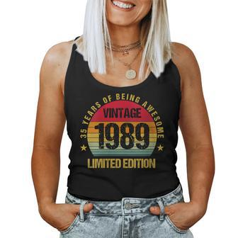 35 Years Old 1989 Vintage 35Th Birthday Cute Women Tank Top - Monsterry