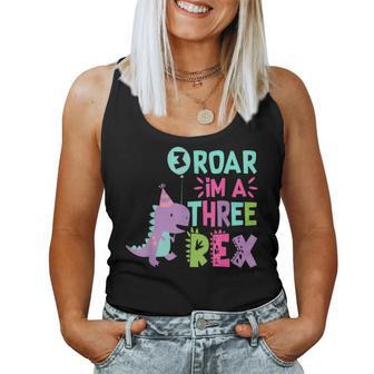 3Rd Birthday Dinosaur Girl T-Rex Matching Family Party Three Women Tank Top - Monsterry AU