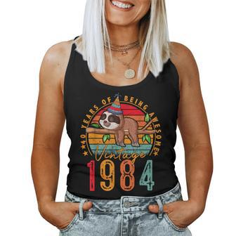 40 Years Old Sloth Lover Vintage 1984 40Th Birthday Women Tank Top - Monsterry DE