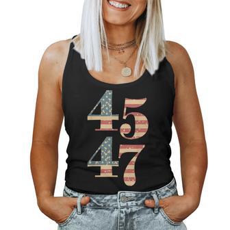 45 47 Trump 2024 Vintage Flag Support Trump 45 47 Women Women Tank Top - Thegiftio UK