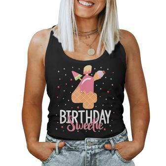 4Th Birthday Sweetie Ice Cream Girl 4 Years Old B-Day Women Tank Top - Monsterry