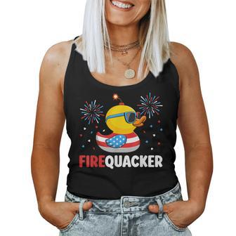 4Th Of July Duck Firequacker Patriotic Fourth Of July Women Tank Top - Seseable