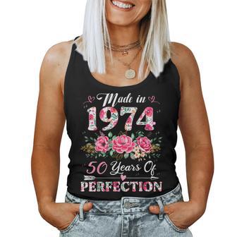 50 Year Old Made In 1974 Floral 50Th Birthday Women Women Tank Top - Thegiftio UK