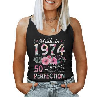 50 Year Old Made In 1974 Floral 50Th Birthday Women Women Tank Top - Seseable