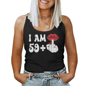 I Am 59 1 Middle Finger & Lips 60Th Birthday Girls Women Tank Top - Seseable