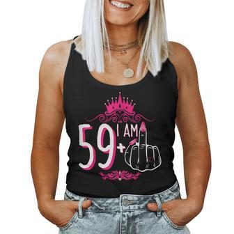 I Am 59 Plus 1 Middle Finger Pink Crown 60Th Birthday Women Tank Top - Monsterry DE