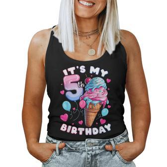 5Th Birthday Girl 5 Years Ice Cream Number 5 Women Tank Top - Monsterry