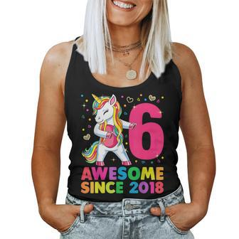 6 Years Old Unicorn Flossing 6Th Birthday Girl Unicorn Party Women Tank Top - Monsterry UK