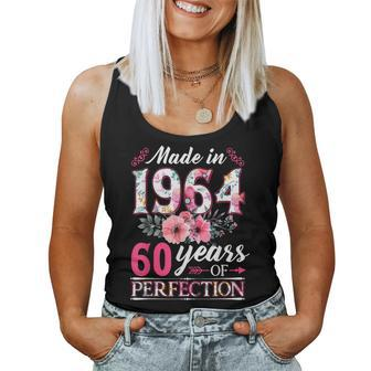 60 Year Old Made In 1964 Floral Flower 60Th Birthday Womens Women Tank Top - Monsterry UK