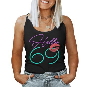 69Th Birthday Hello 69 Kiss Purple Bday Women Women Tank Top - Monsterry DE