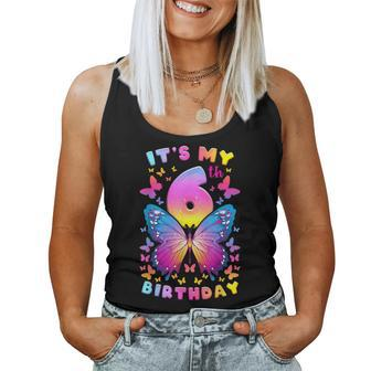 6Th Birthday Girl 6 Years Butterfly Number 6 Women Tank Top - Monsterry