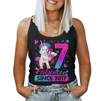 7 Years Old Flossing Unicorn 7Th Birthday Girl Party Women Tank Top | Mazezy