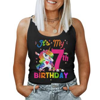 7 Years Old Unicorn It's My 7Th Birthday Girl Party Women Tank Top | Mazezy