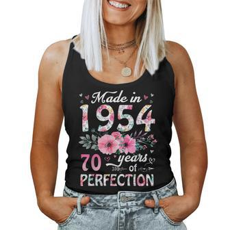 70 Year Old Made In 1954 Floral 70Th Birthday Women Women Tank Top - Seseable