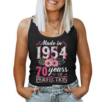 70 Year Old Made In 1954 Floral Flower 70Th Birthday Womens Women Tank Top - Monsterry AU